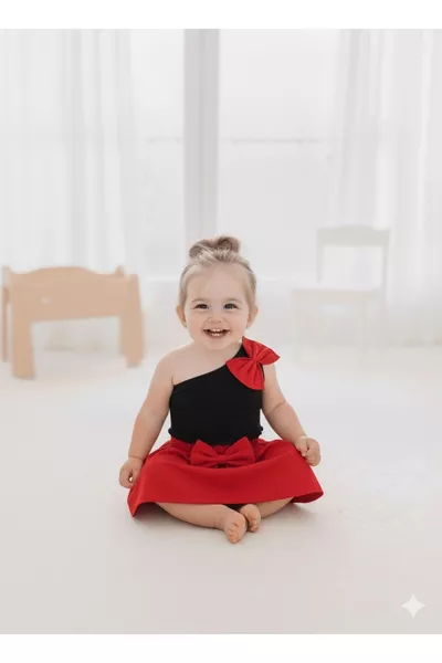 SCHWARZES BABY KIND EINÄRMELIGES CROP-ROCK-SET SOMMERSET