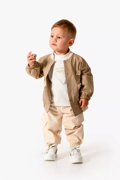 جاكيت بومبر للرضع الأولاد مع طقم مكون من 3 قطع 