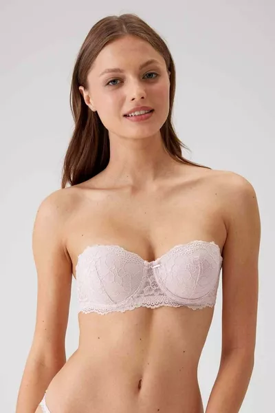 Икономичен комплект от 2 части Пудра-черно - 2 Pisa сутиен с банели и дантела с тънки презрамки