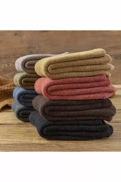 Plain Mixed Color Winter Towel Socks 4 Pairs