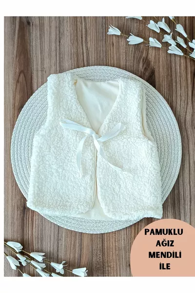 Babyweste aus Welsoft-Stoff, Innenseite aus Baumwolle, vorne mit Schleife, für Mädchen und Jungen, Neugeborene, weiße Weste