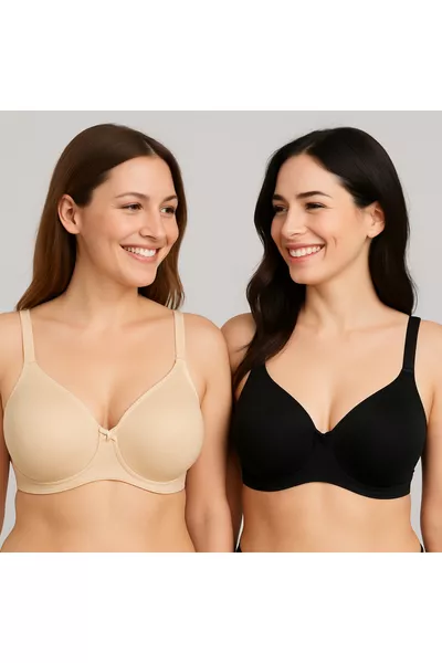 Икономичен комплект от 2 бр. Черен  Сутиен с банели и минимизиращ ефект, комплект сутиени (с възможност за избор на размер DD)