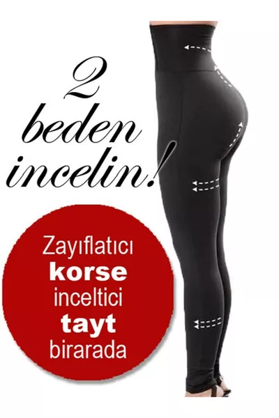 High-Waist Corset Leggings with Non-Slip Silicone Band, Shaping and Slimming Seamless Support