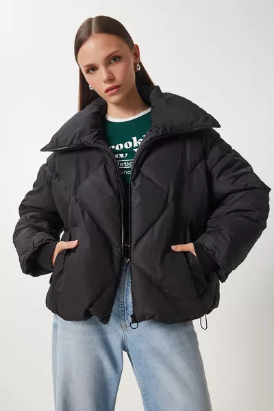 Veste matelassée oversize noire pour femme 