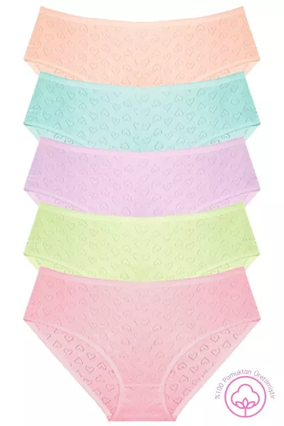  Herzen % Baumwolle 5er Pack Damen Slip 