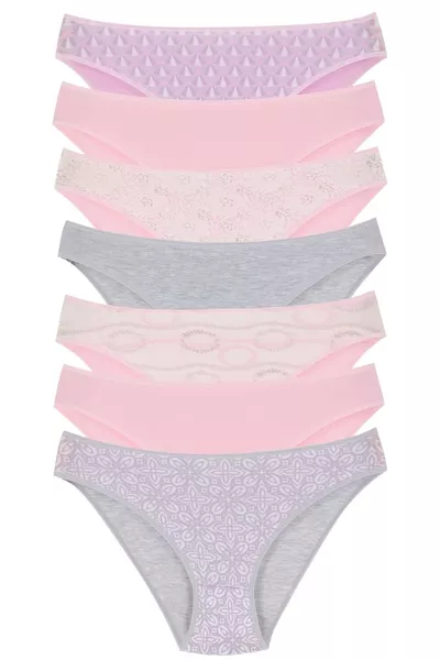 -3 Dames 7-delige roze bikini slipjes pakket 