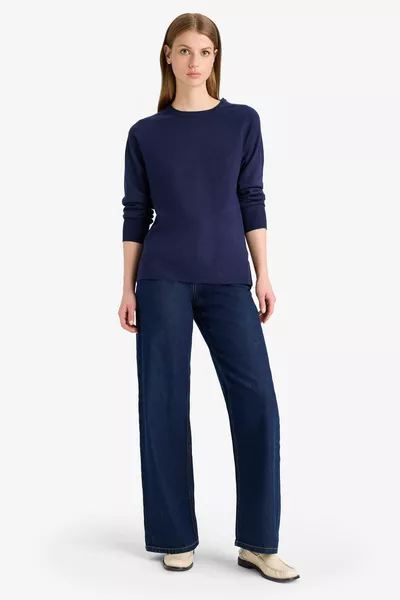 Regular Fit Bisiklet Yaka Basic Kazak WN