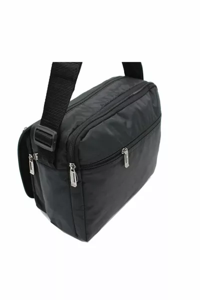  حقيبة يد وكتف رجالية متعددة المقصورات أسود