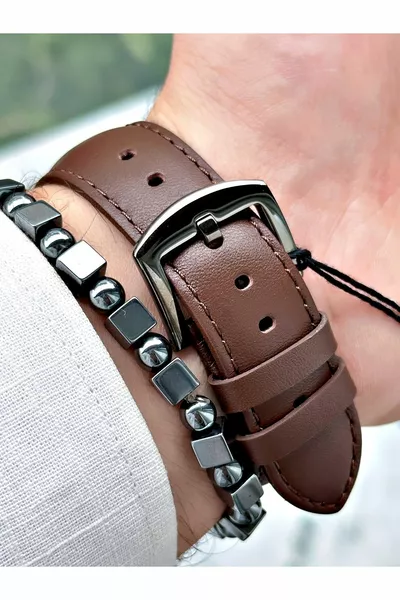 Multi Function Leather Band Men's Wristwatch 3 Atm Water Resistance With Funciton Function