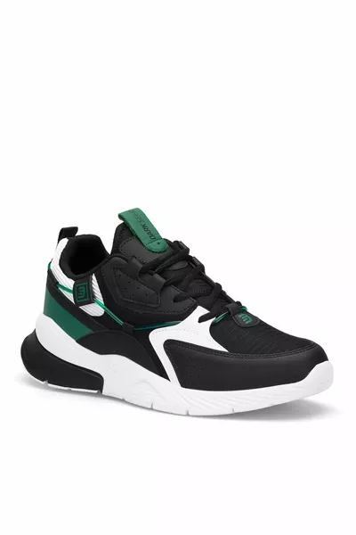 حذاء رياضي أسود أبيض أخضر للجنسين