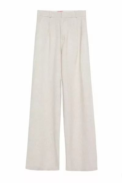Pantalon taille haute en lin Palazzo naturel
