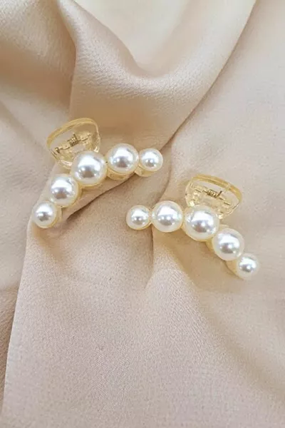 2 مشابك ربط لؤلؤية صغيرة الحجم 7 سم.