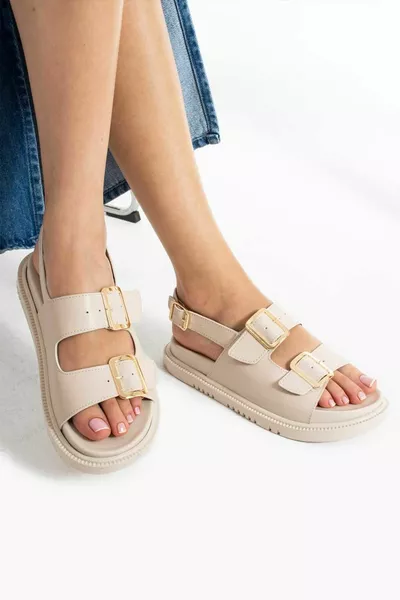 Orthopedische beige damessandalen Comfortabele damessandalen Bladersandalen Anatomische damessandalen