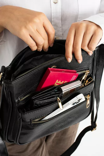 نسائي ، حزام كروس قابل للتعديل ، حقيبة كتف بأربعة جيوب