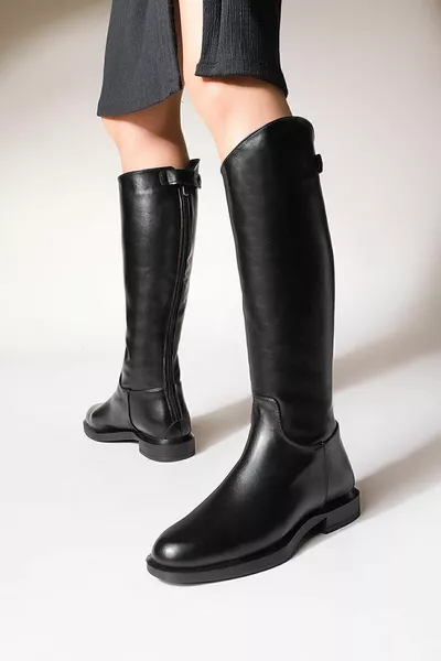 Bottes décontractées pour femmes genou sous genou fermeture éclair Milana noir