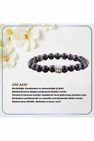 Bracelet Certifié Oeil Agate Pierre Naturelle 8 mm - 