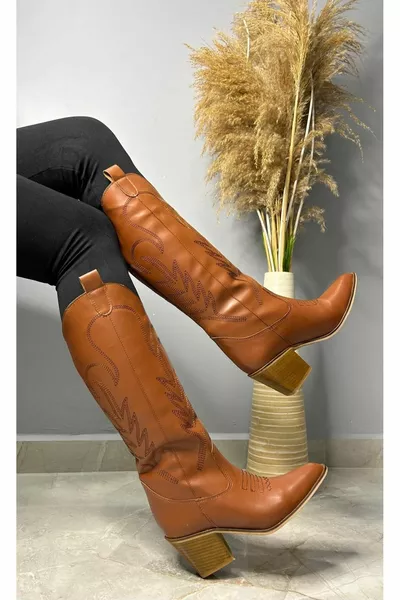 Stivali con tacco ricamati da cowboy occidentale da donna Astral