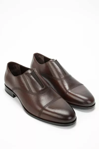 أحذية رجالية جلد طبيعي بني كلاسيكي