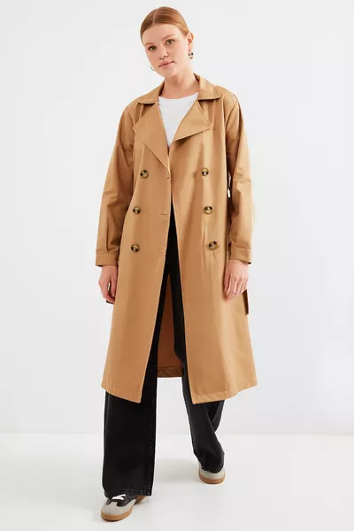  Double-breasted Trench Coat - Tan