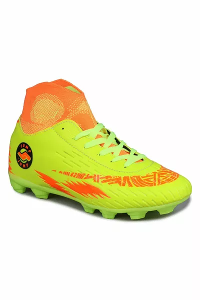  Neon Yellow - Orange Astroturf Football Boots Football Shoes with Socks