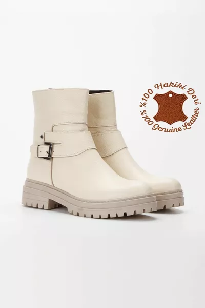 جلد طبيعي المرأة البيج سستة حزام أحذية التفاصيل