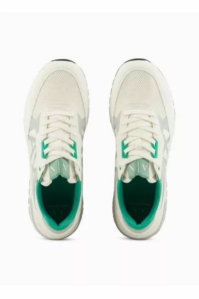 Ecru - Grey - Green Men's Sneaker 