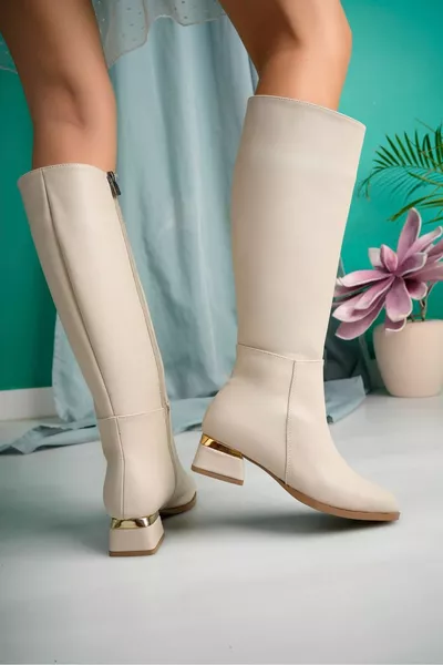 Beige Skin Women's Boots Colorful Accessory Heels