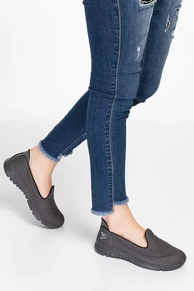 Damen Grau Orthopädische Memory Sohle Casual Mutter Schuhe