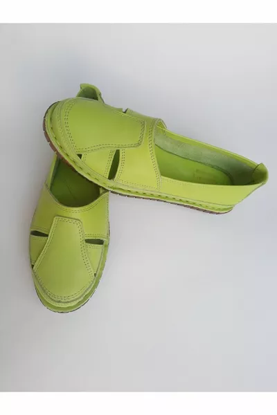 Внутри и снаружи % натуральная кожа Светло-зеленые плетеные балетки