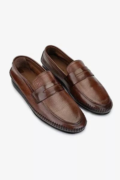 Castor Herren Tan Gyk Loafer Schuhe aus echtem Leder