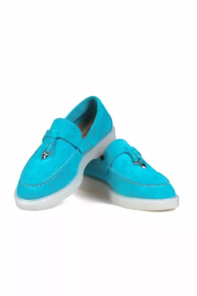 Türkisfarbener Wildleder Comfort Loafer Damenschuhe