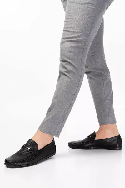 Echt lederen veterloze loafer herenschoenen