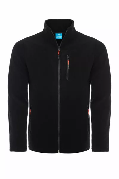 Черный цвет Полная молния 3 кармана Флис