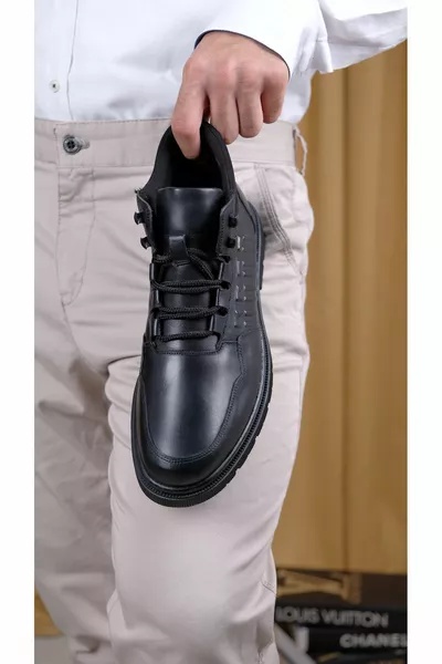 Echt leer, bont antislipzool koudbestendige orthopedische herenlaarzen