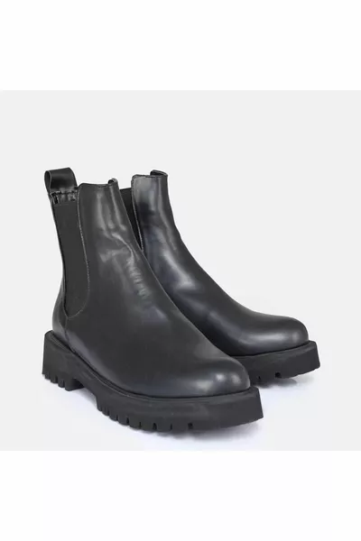 ДАМСКИ БОТУШИ EVA ПОДМЕТКА ЧЕРНА КОЖА 