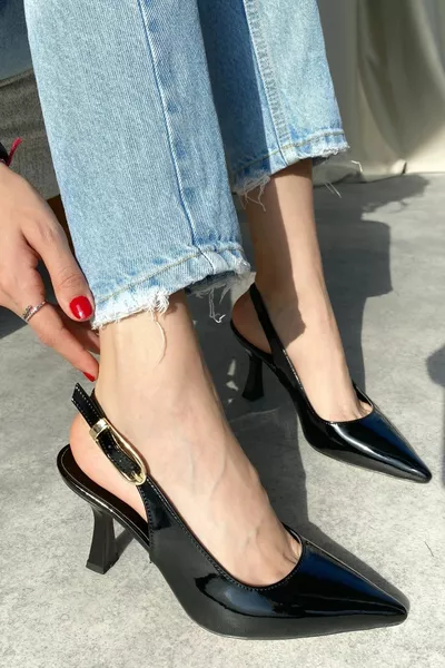 Dames Ovis Pointed Heels - zwart-lakleer