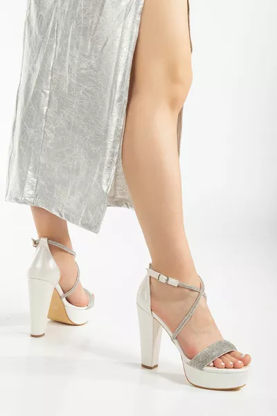 Women's High Platform Stone Wedding Dress Evening Shoes