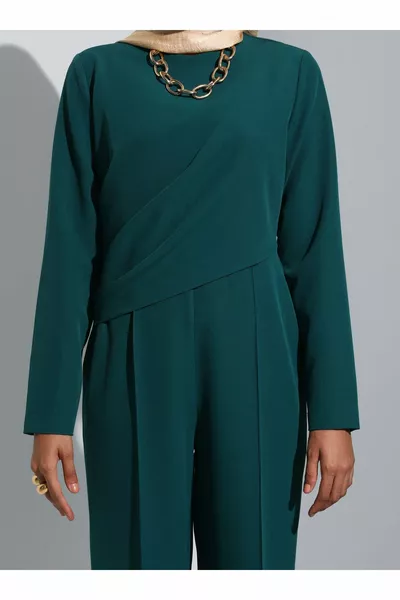 جمبسوت سهرة بقصة غير متماثلة - أخضر زمردي - Refka