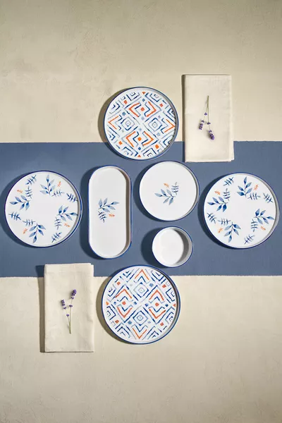 Blue Orange 6 Kişilik  Parça Seramik Kahvaltı Takımı