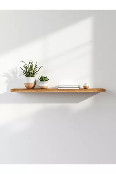 Masif Ahşap 2'li Dekoratif Duvar Raf cm