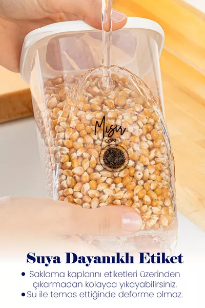 Набор маленьких контейнеров для хранения продуктов с ложкой, черная трафаретная этикетка, 0 литров, белый