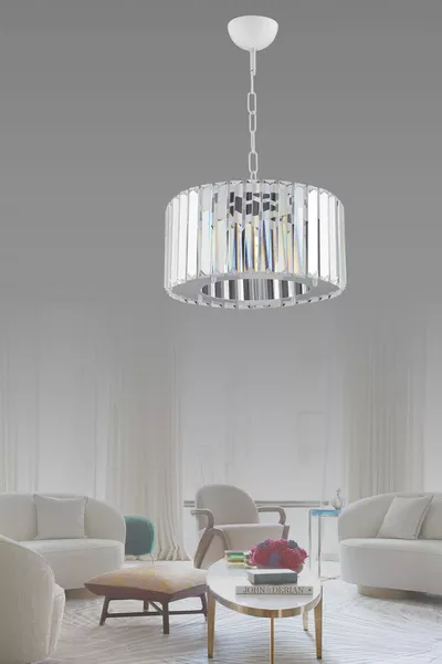 Lustre de luxe en cristal blanc avec pierres