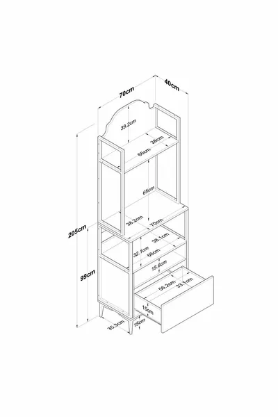 Rani Angolo Caffè Illuminato Mobile da Cucina Multifunzionale con Cassetti Bianco