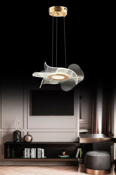 إسطنبول ثريا نرجس فاخرة بإضاءة LED ذهبية مع جهاز تحكم، ثلاث ألوان، ثريا LED حديثة