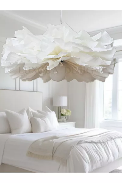 White Bohemian Pendant Chandelier - Stylish Decorative Lighting for Living Room, Bedroom, and Children's Room