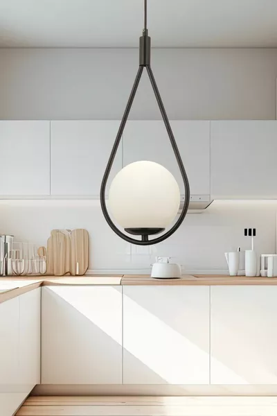 ثريا معلقة ميرزا تيكلي سوداء مع زجاج أبيض حديثة للمطبخ وصالون