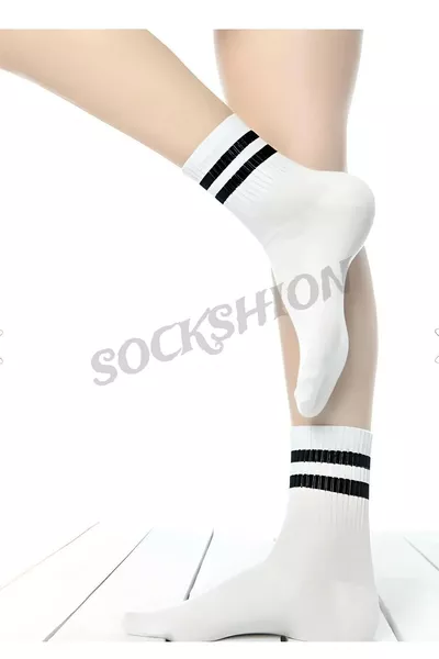 جوارب ملونة بتصميم مخطط أسود مزدوج 8 أزواج