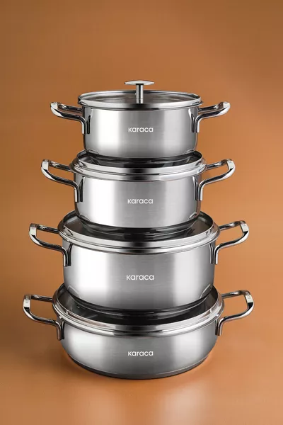 Alaz Induction-Based 8-Piece Steel Cookware Set