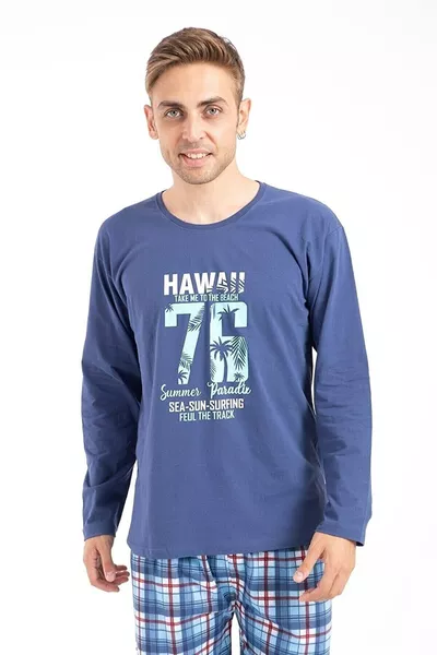 بيجامة رجالية من هاواي، مصنوعة من قطن سوبرم %