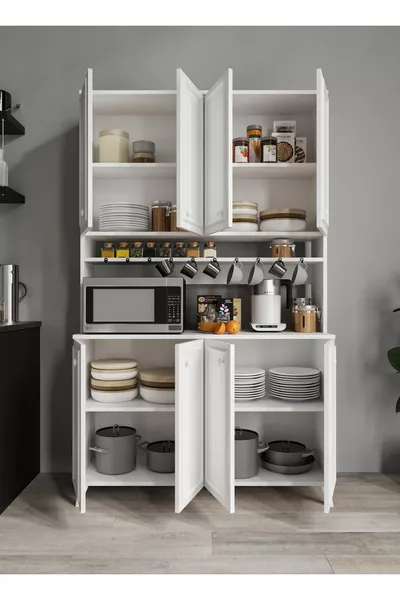 Stella Country Angolo Caffè Bianco, Dispensa, Armadio della Cucina Versatile